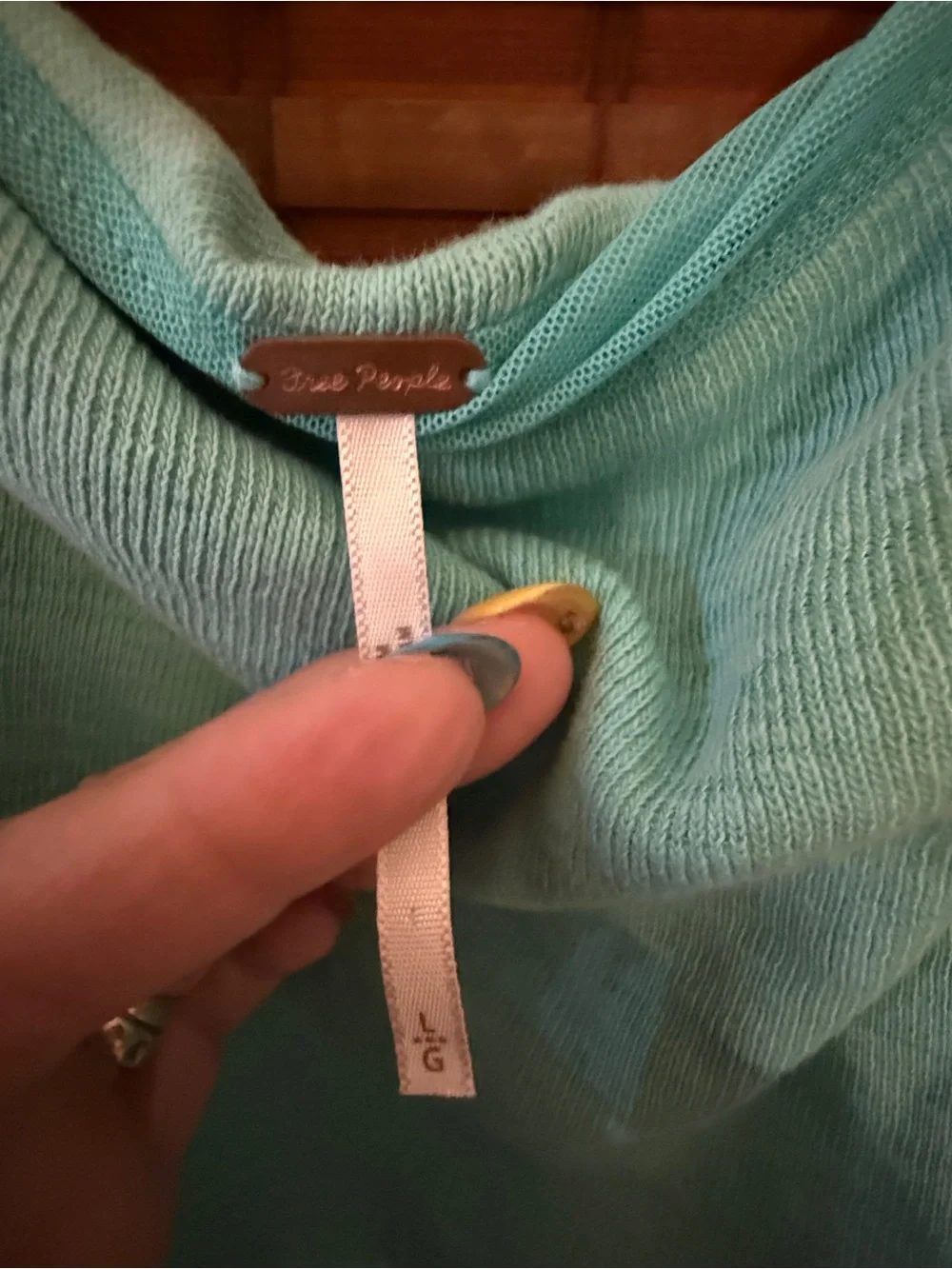 Free People Boulevard tank top,Tie-Shoulder, side scrunch, aqua fur, sz L, guc